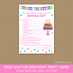 How Well Do You Know the Birthday Girl Game Pink and Purple