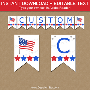 Instant Download American Flag Banner Template