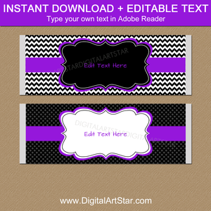 Instant Download Candy Bar Wrappers Purple Black White