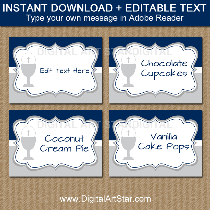 Editable First Communion Candy Buffet Labels