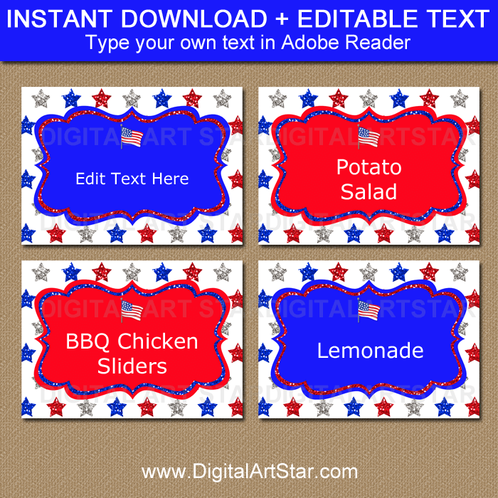 Instant Download Patriotic Labels Editable Template