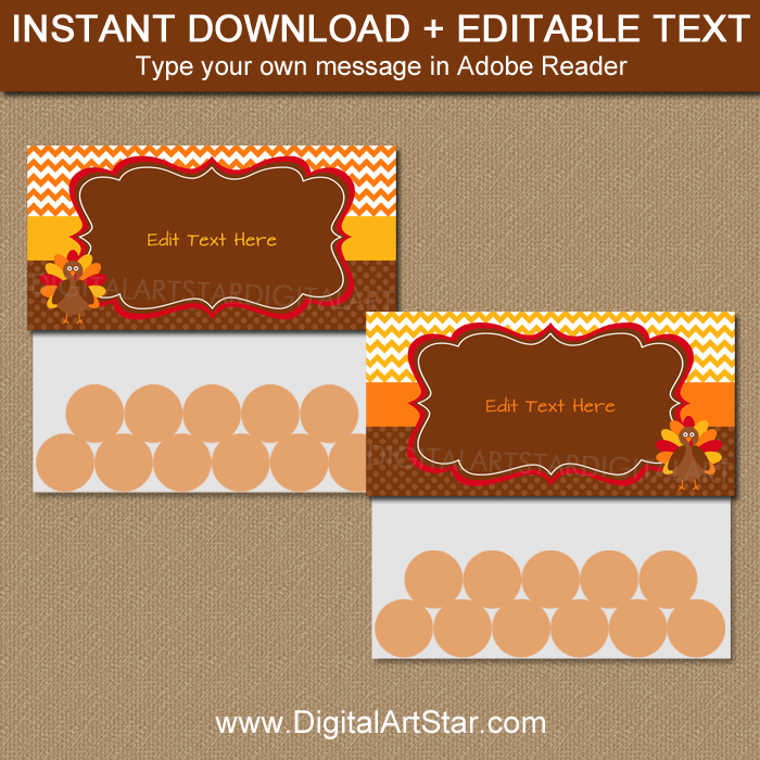 Thanksgiving Candy Bag Topper Template Instant Download