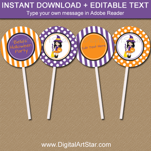 Printable Halloween Witch Cupcake Toppers Template