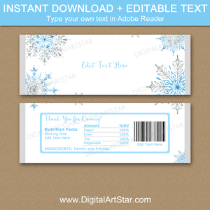 Instant Download Snowflake Party Favors for Christmas, Winter Wedding