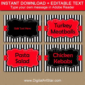 Instant Download Red and Black Food Label Template