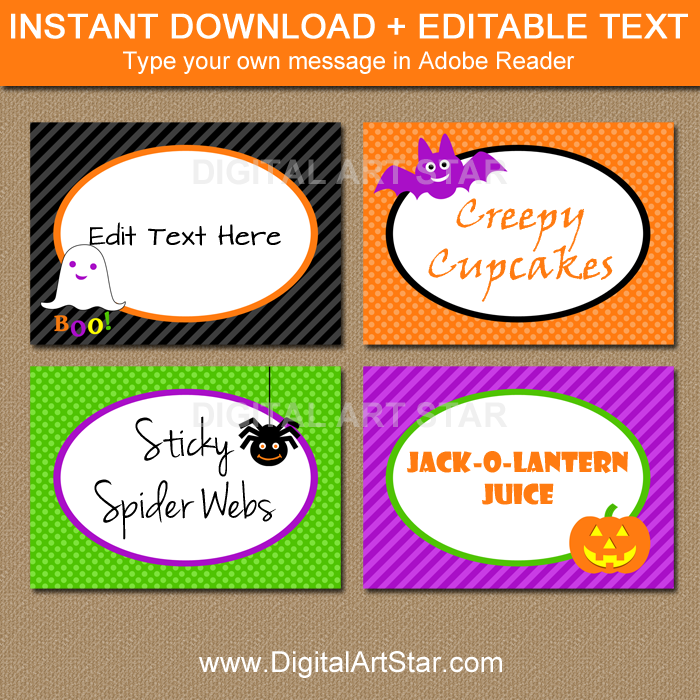 Halloween candy buffet labels instant download