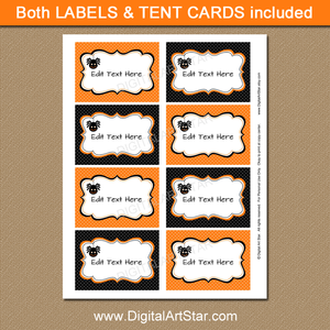 spider candy buffet labels for Halloween party