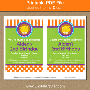 Printable Lion Party Invitation Template