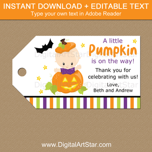 Little Pumpkin Baby Shower Tag Template Download