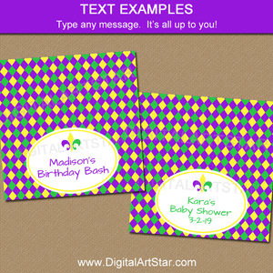Editable Bag Toppers for Mardi Gras Party Favor Bags