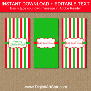 Christmas Mini Candy Bar Wrappers with Editable Text