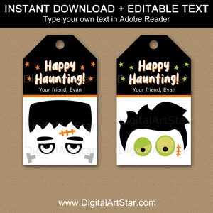 Monster and Zombie Halloween Printable Tags for Goodie Bags
