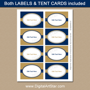 Navy Blue and Gold Candy Buffet Label Printable