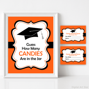 Orange and Black Graduation Game for Party Candy Guessing Game Template