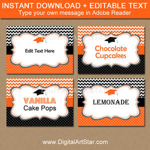 Orange and Black Graduation Candy Buffet Label Template