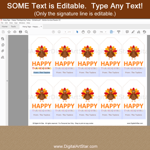 Personalized Happy Thanksgiving Favor Tag Template