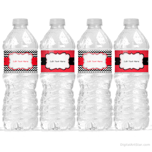 Personalized Retirement Decorations Water Bottle Labels Red and Black