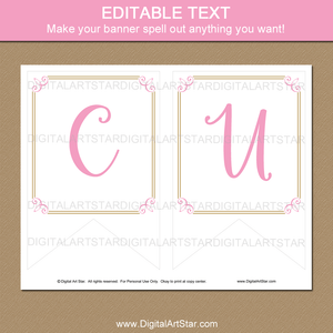 Pink and Gold First Communion Banner Printable Template