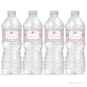 Pink Elephant Water Bottle Labels Party Decorations