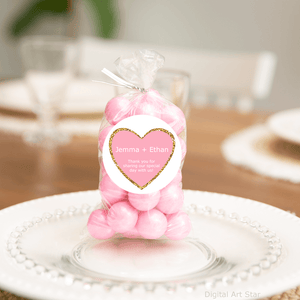 Pink Heart Wedding Favor Bag Tags Printable