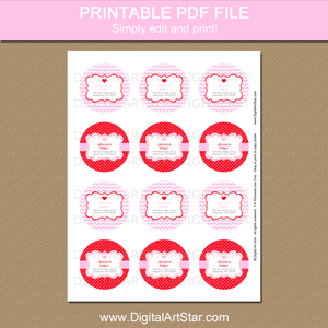 2 Inch Round Pink and Red Valentines Day Return Address Labels Printable Template