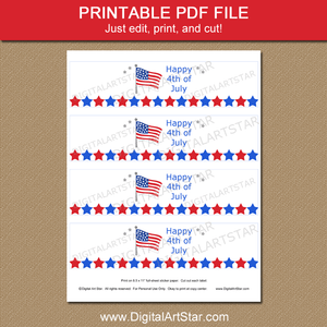 Printable American Flag Water Bottle Stickers Template