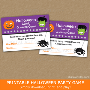 Printable Halloween Candy Jar Guessing Game Pumpkin Monster Spider