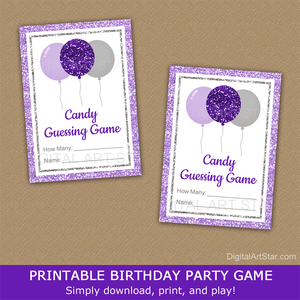 Printable Birthday Party Game for Her in Purple and Silver
