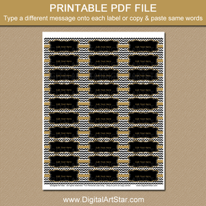 Printable Black and White Address Labels with Gold Trim