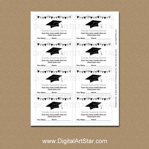 Printable Black and White Graduation Candy Guessing Game Download