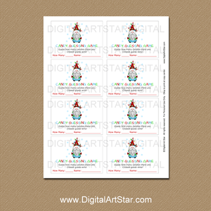 Printable Candy Guessing Game Christmas Gnome