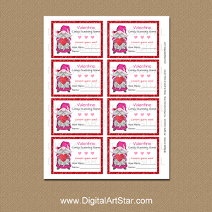 Printable Candy Guessing Game for Valentine's Day with Gnome