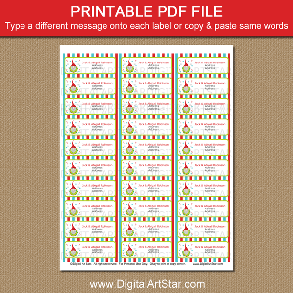 Editable Christmas Address Labels - Gnome in Wreath