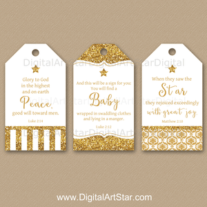 Printable Christmas Gift Tags Bible Verses Gold Glitter