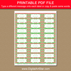 Printable Christmas Mailing Labels Red and Green Chevron