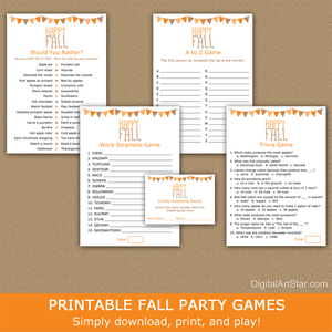 Printable Fall Party Games Package