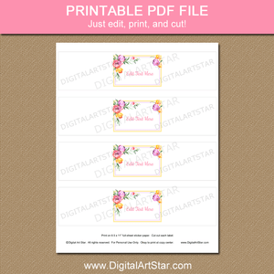 Printable Floral Water Bottle Labels Spring Birthday Party Decor