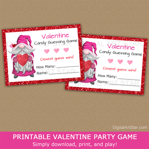Printable Gnome Candy Guessing Game for Valentines Day Party