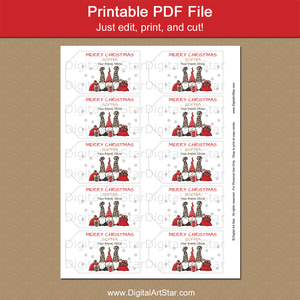 Printable Gnome Christmas Tags Red Leopard Print