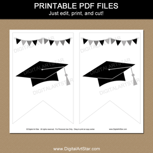 Printable Graduation Banner Template Black and White