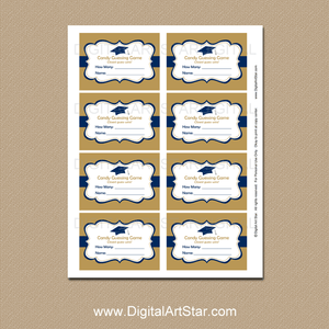 Printable Graduation Candy Guessing Game Gold and Navy Blue