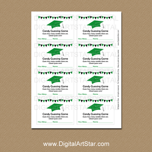 Printable Graduation Candy Guessing Game Kelly Green White Black