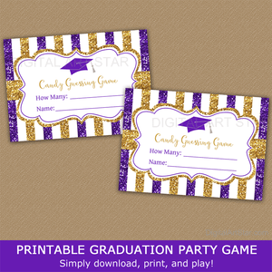Printable Graduation Party Game Candy Guess Game Purple Gold