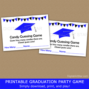 Printable Graduation Party Game Candy Guessing Game Royal Blue White Black