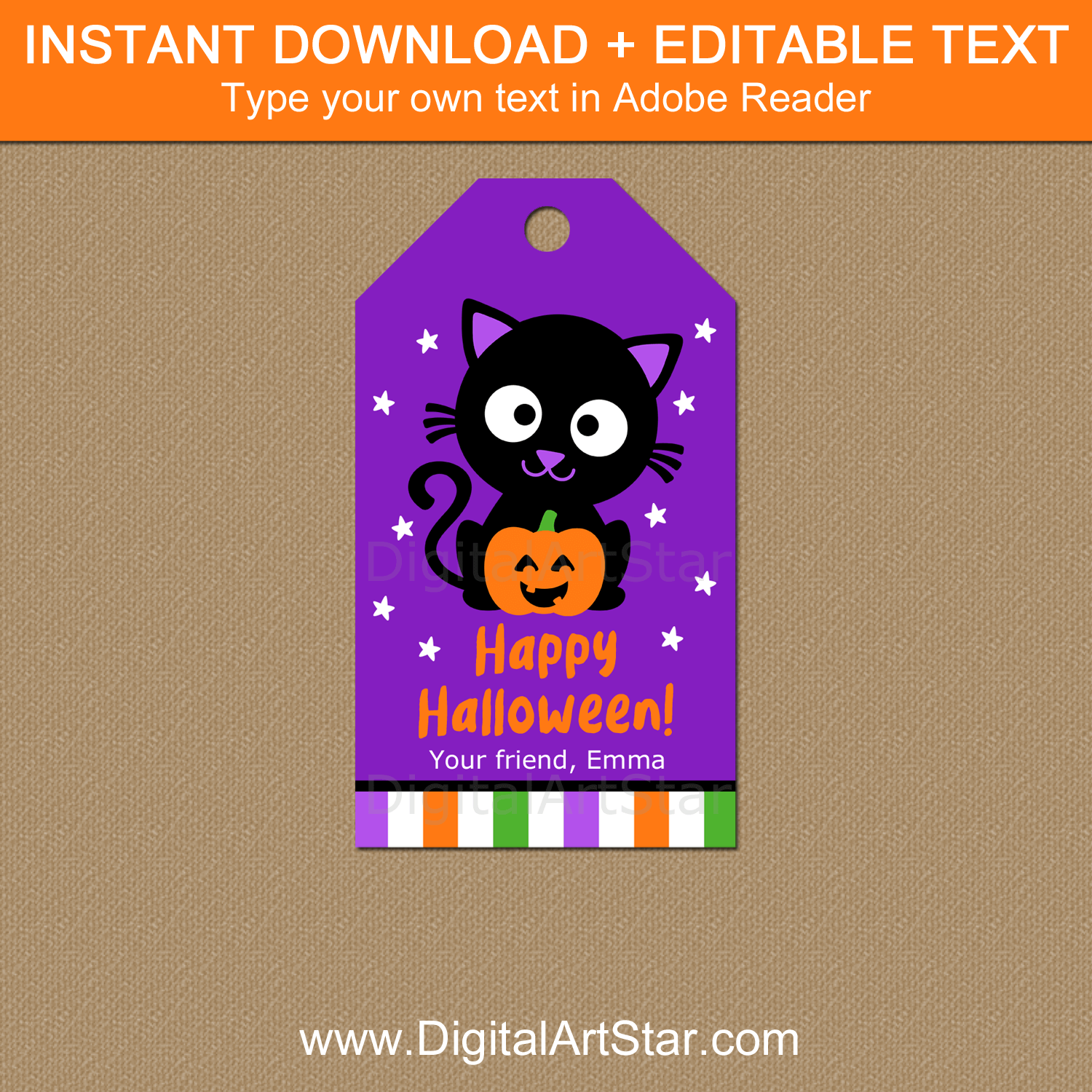 Printable Halloween Gift Tags Black Cat Pumpkin