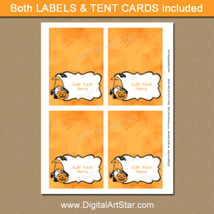 Printable Halloween Gnome Place Cards Editable Template