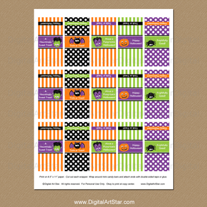 Printable Halloween Mini Candy Wrapper Template