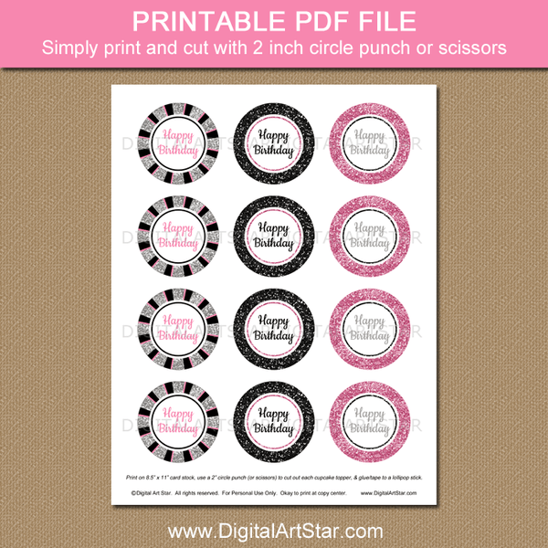 Free printable Birthday Cupcake Toppers 