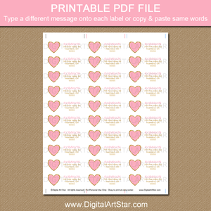 Printable Heart Address Labels Pink Gold for Valentines Day