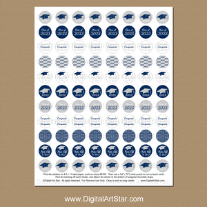 Printable High School Graduation Favors Candy Stickers Navy Blue and Gray